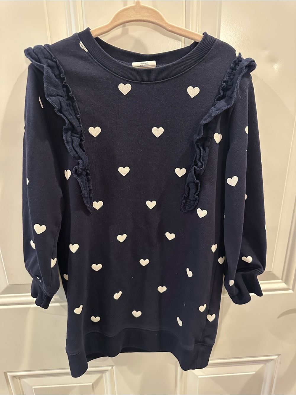 Gap Navy Heart Print Ruffle Sweatshirt dress